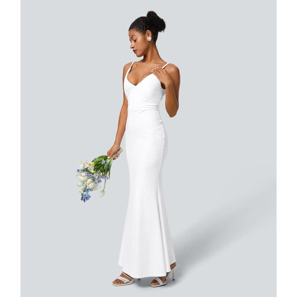 NWT HalaraSoftlyZero™ Airy Maxi Mermaid Slip Cool Touch Dress-UPF50+ White XL